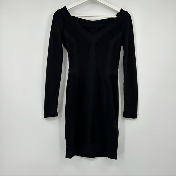 Diane Von Furstenberg Carita Black Wool Blend Dress Long Sleeve Size 0 DVF - Picture 4 of 4